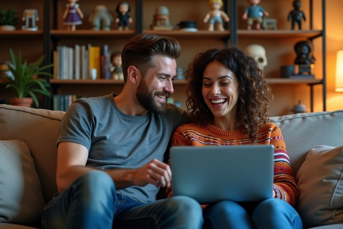 Deux amis discutant sur un canapé dans un salon