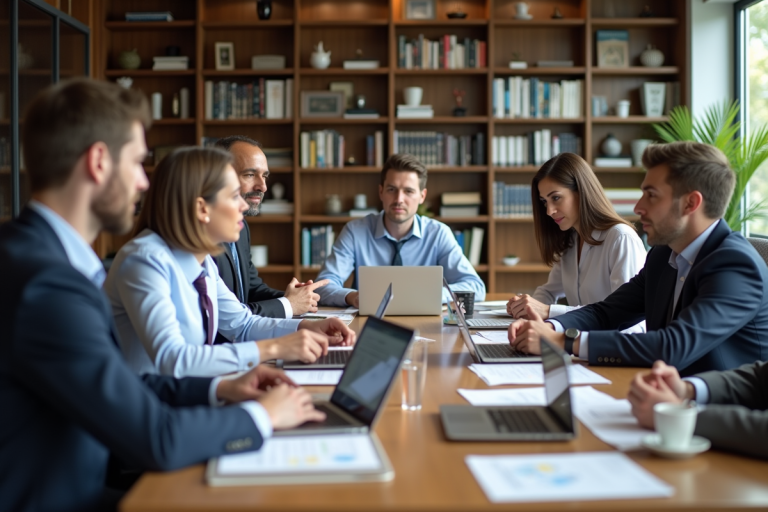 Administrateurs universitaires en réunion collaborative