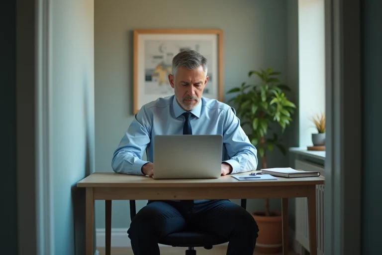 Homme d'affaires au bureau en réflexion