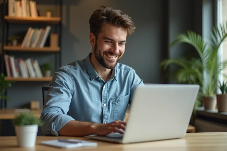 Jeune homme professionnel analysant des statistiques sur son ordinateur